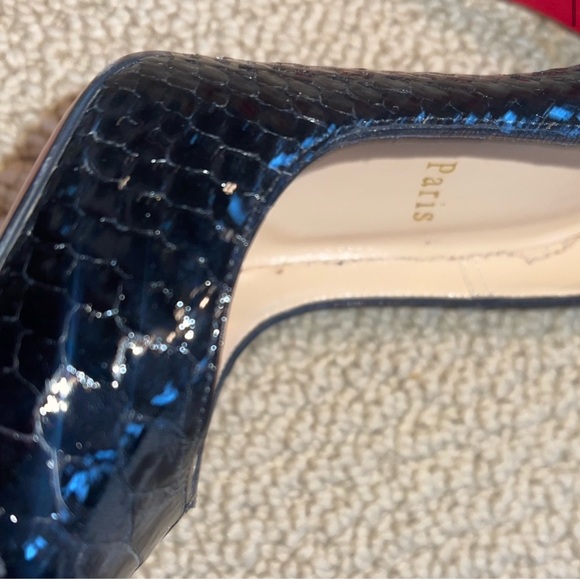 Christian Louboutin Black Shiny Croc Heels 37 - Picture 4 of 9